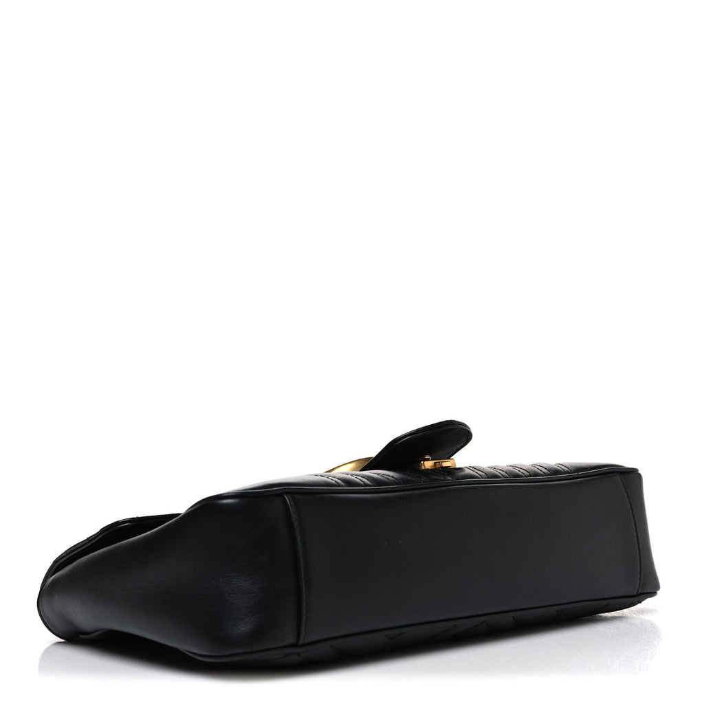 Calfskin Matelasse Medium GG Marmont Shoulder Bag Black Black