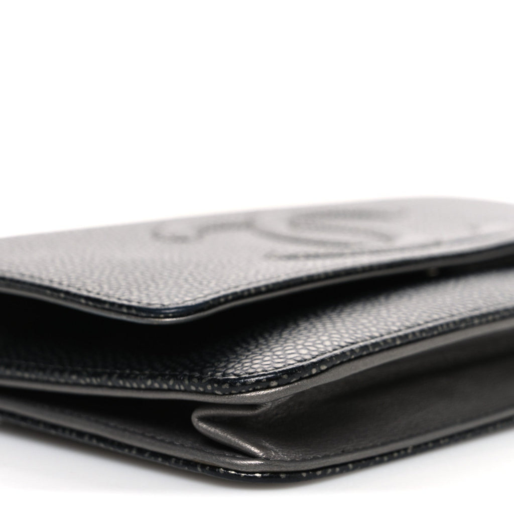Metallic Caviar Timeless CC Wallet On Chain WOC Grey