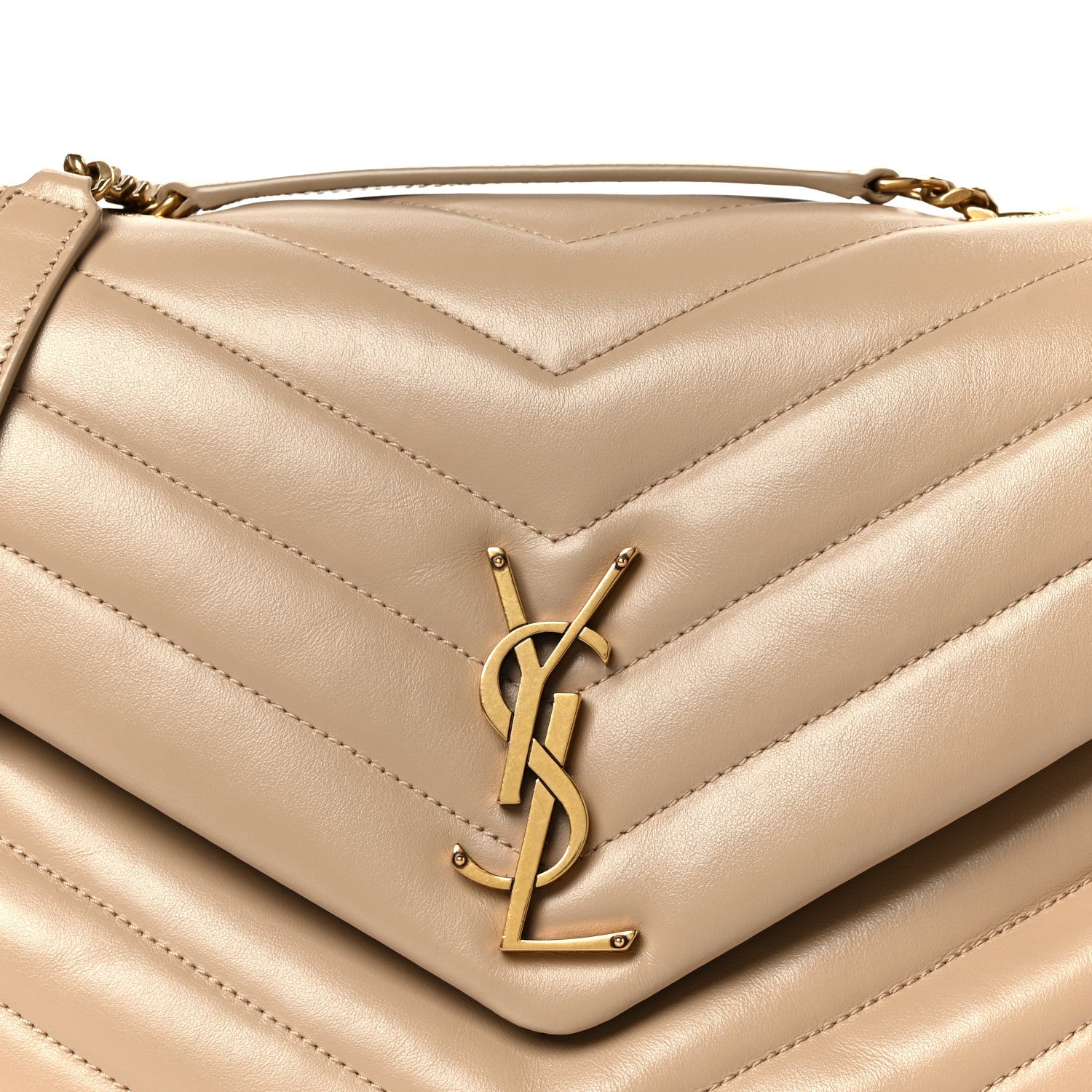 Calfskin Y Quilted Monogram Medium Loulou Chain Satchel Dark Beige