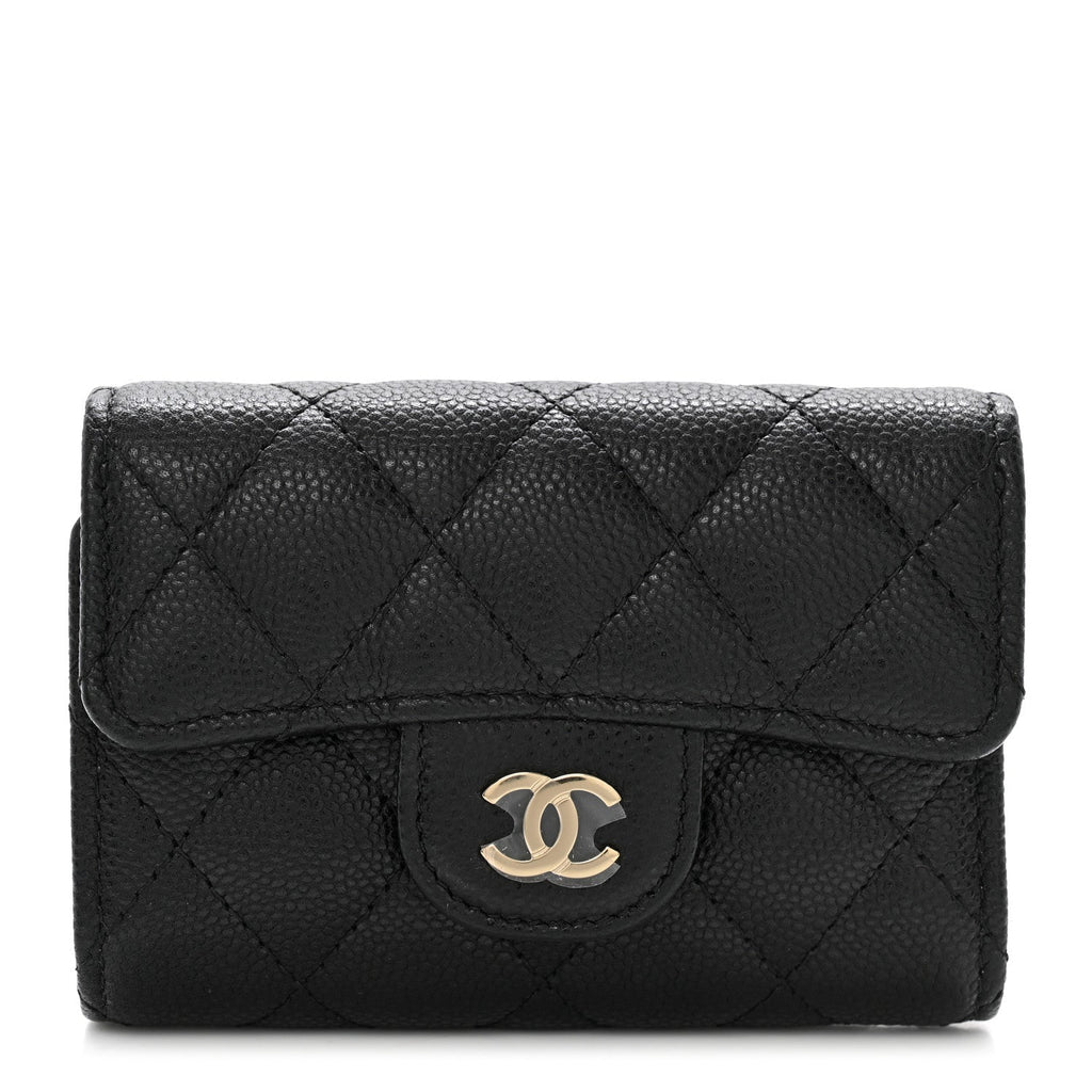 Caviar Quilted Classic 4 Key Holder Wallet Black