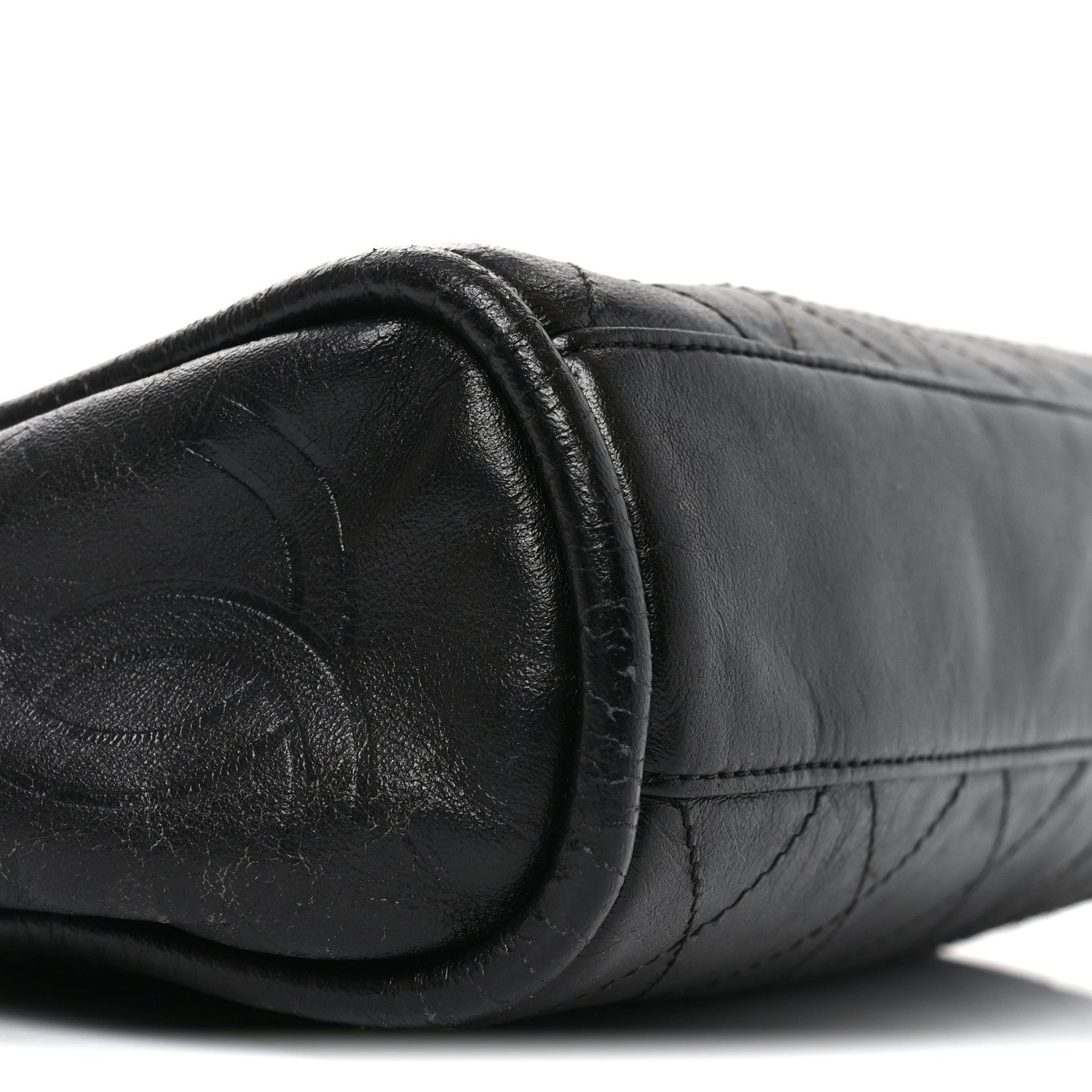 Lambskin Stitched Medium Ultimate Soft Tote Black