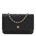 Lambskin Quilted Wallet On Chain WOC Black