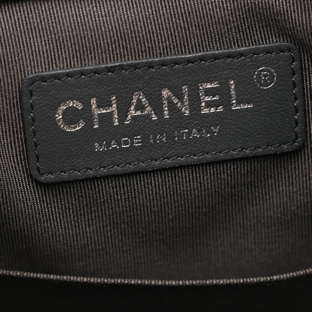 Metallic Grained Goatskin Chevron Quilted Gabrielle Backpack Dark Silver Gold