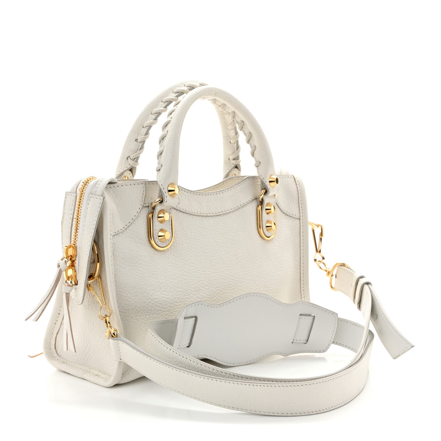 Chevre Gold Metallic Edge Hardware Mini City White