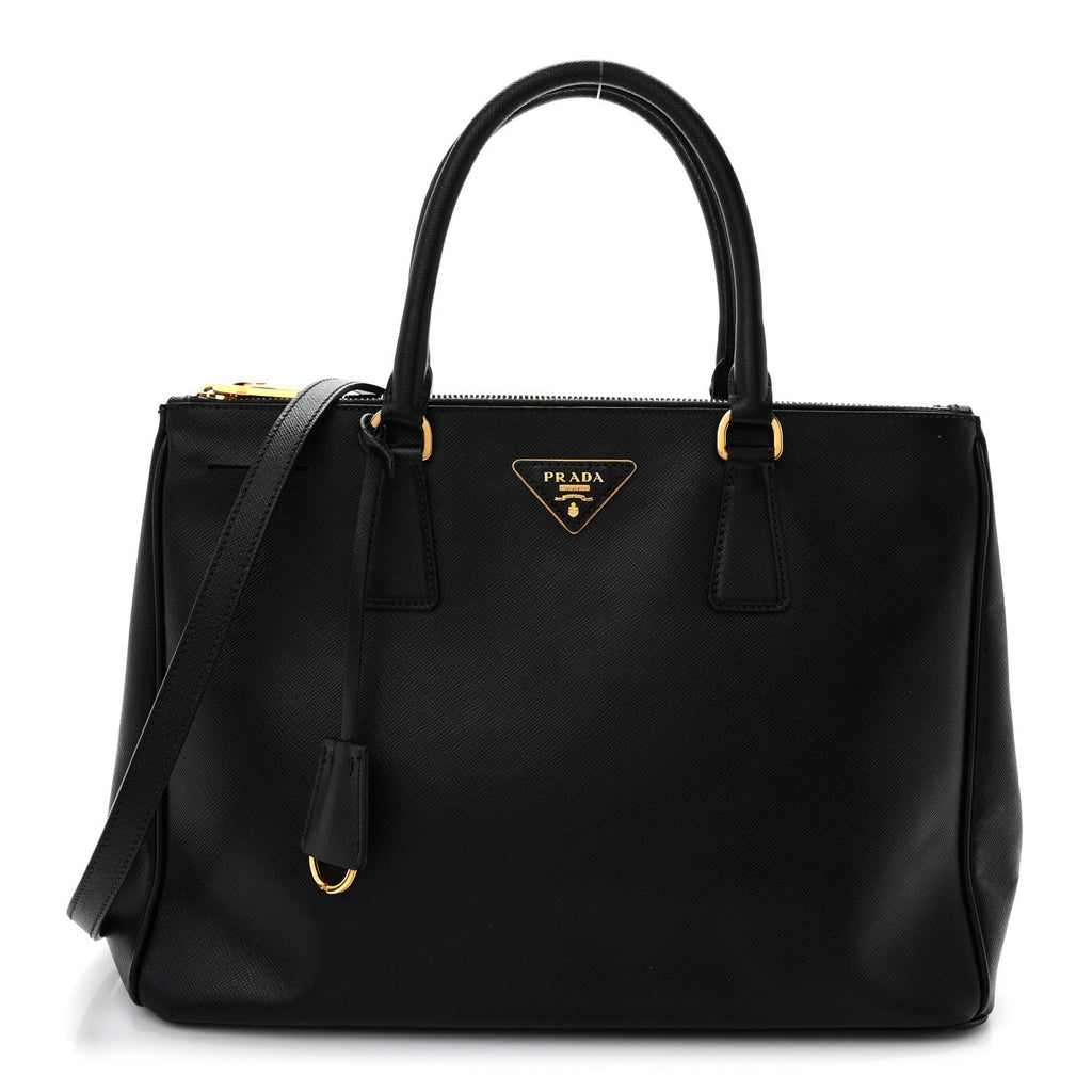 Saffiano Medium Galleria Double Zip Tote Black