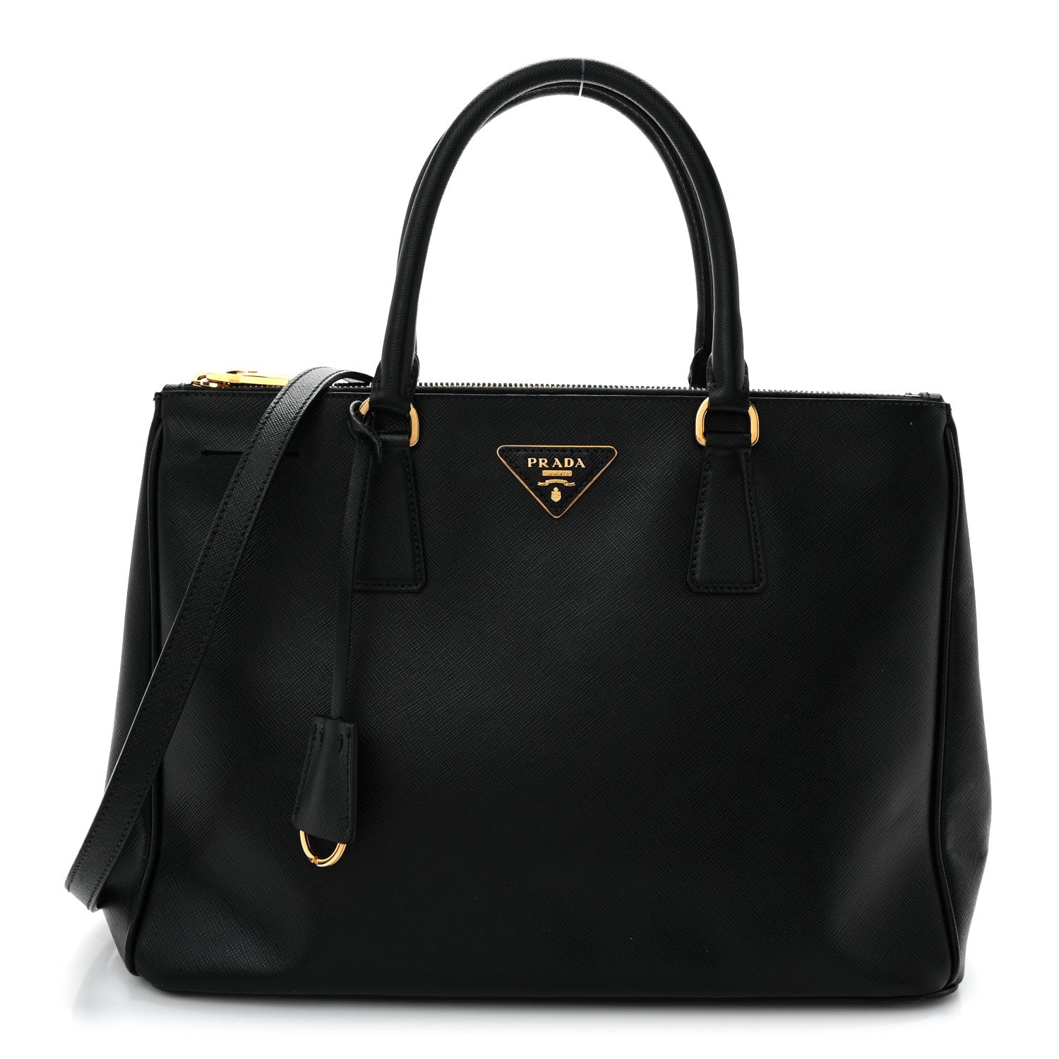 Saffiano Medium Galleria Double Zip Tote Black