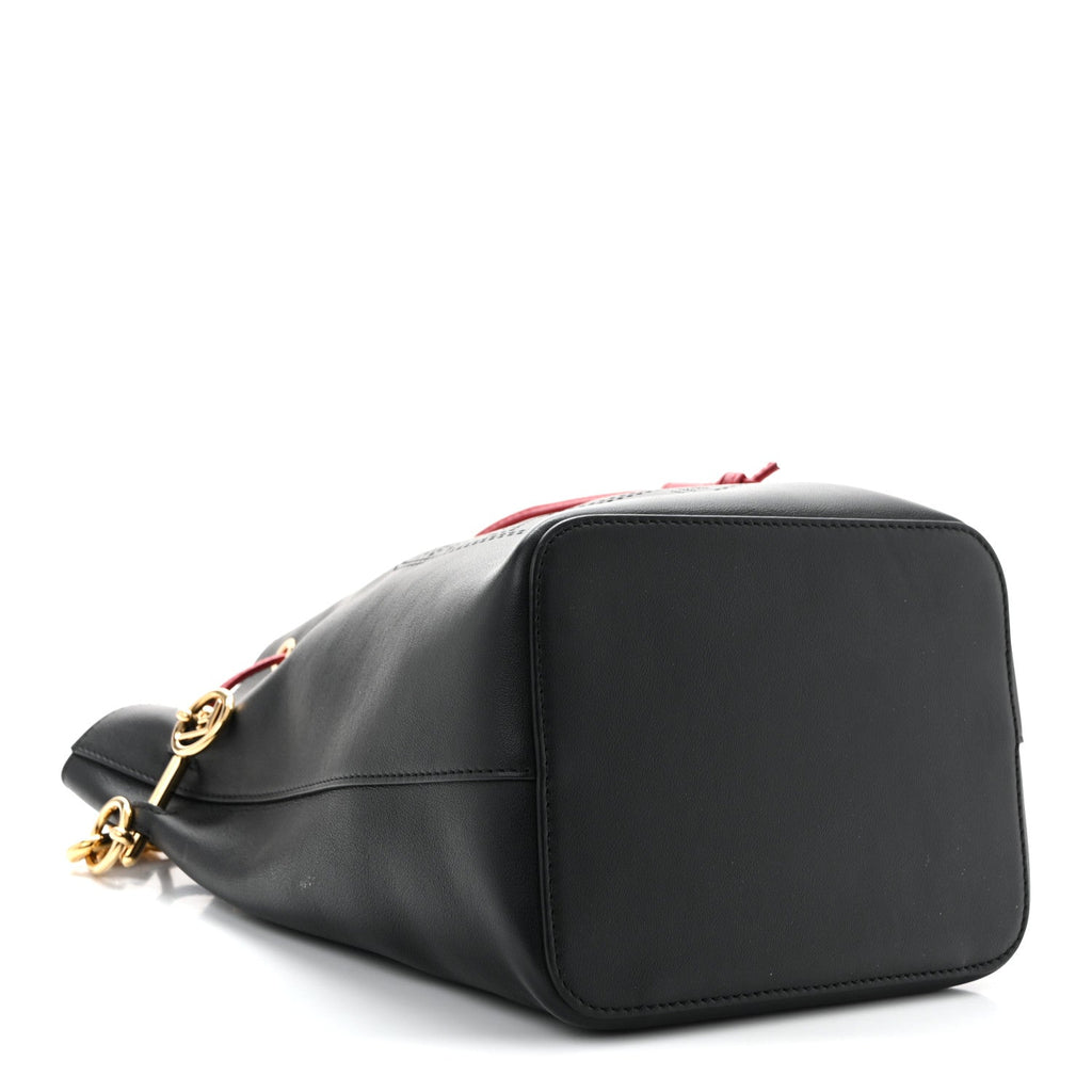 Vitello Grace F is Fendi Stamp Patch Perforated Small Mon Tresor Bucket Bag Black