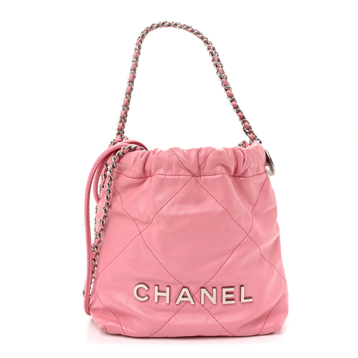 Shiny Calfskin Quilted Mini Chanel 22 Pink