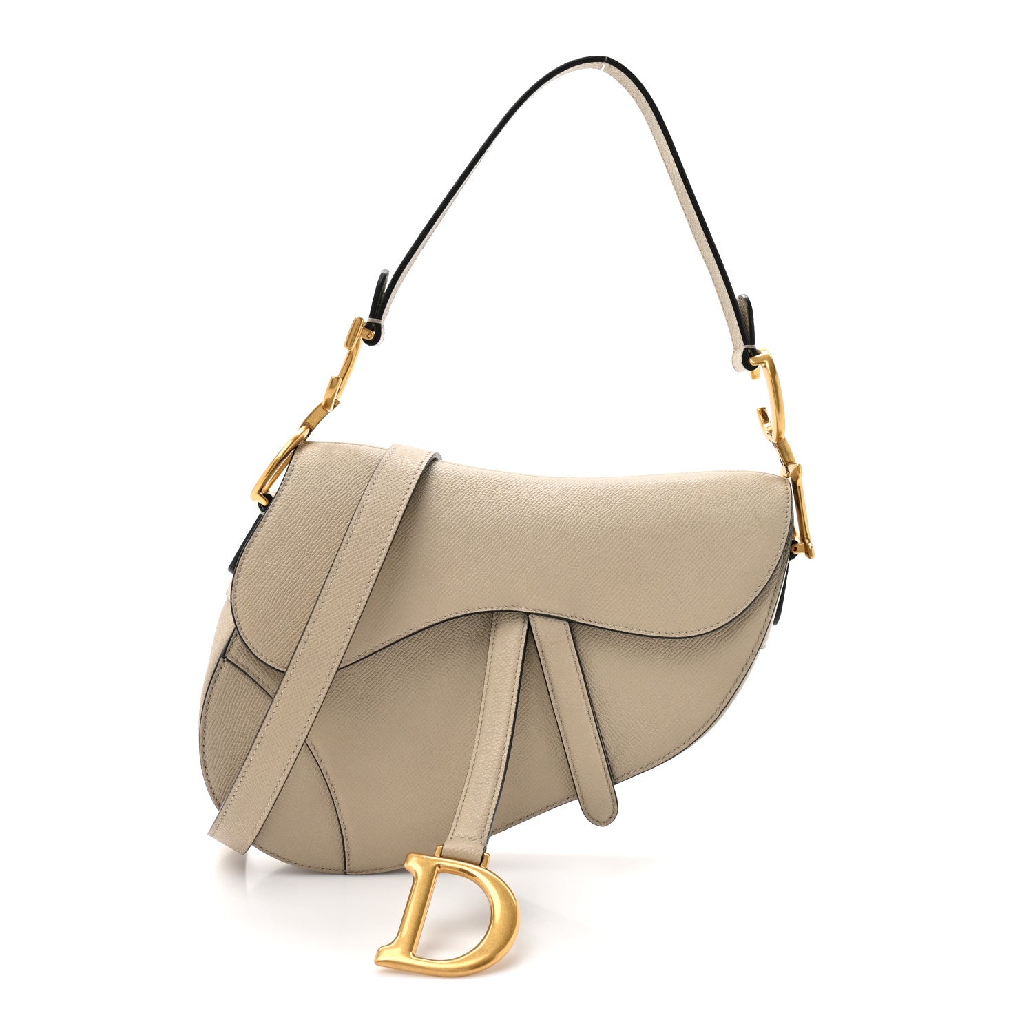 Grained Calfskin Saddle Bag With Strap Sable