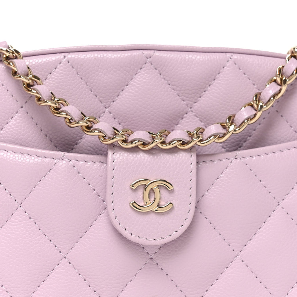 Caviar Quilted Chain Camera Bag Light Purple