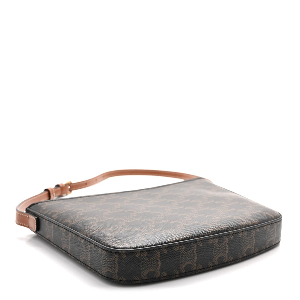 Triomphe Canvas Calfskin Medium Croque Bag Tan
