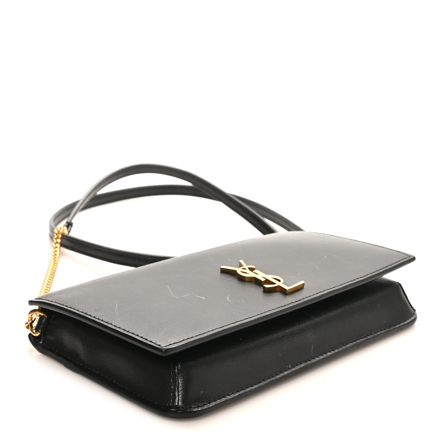 Smooth Calfskin Monogram Phone Holder Crossbody Black