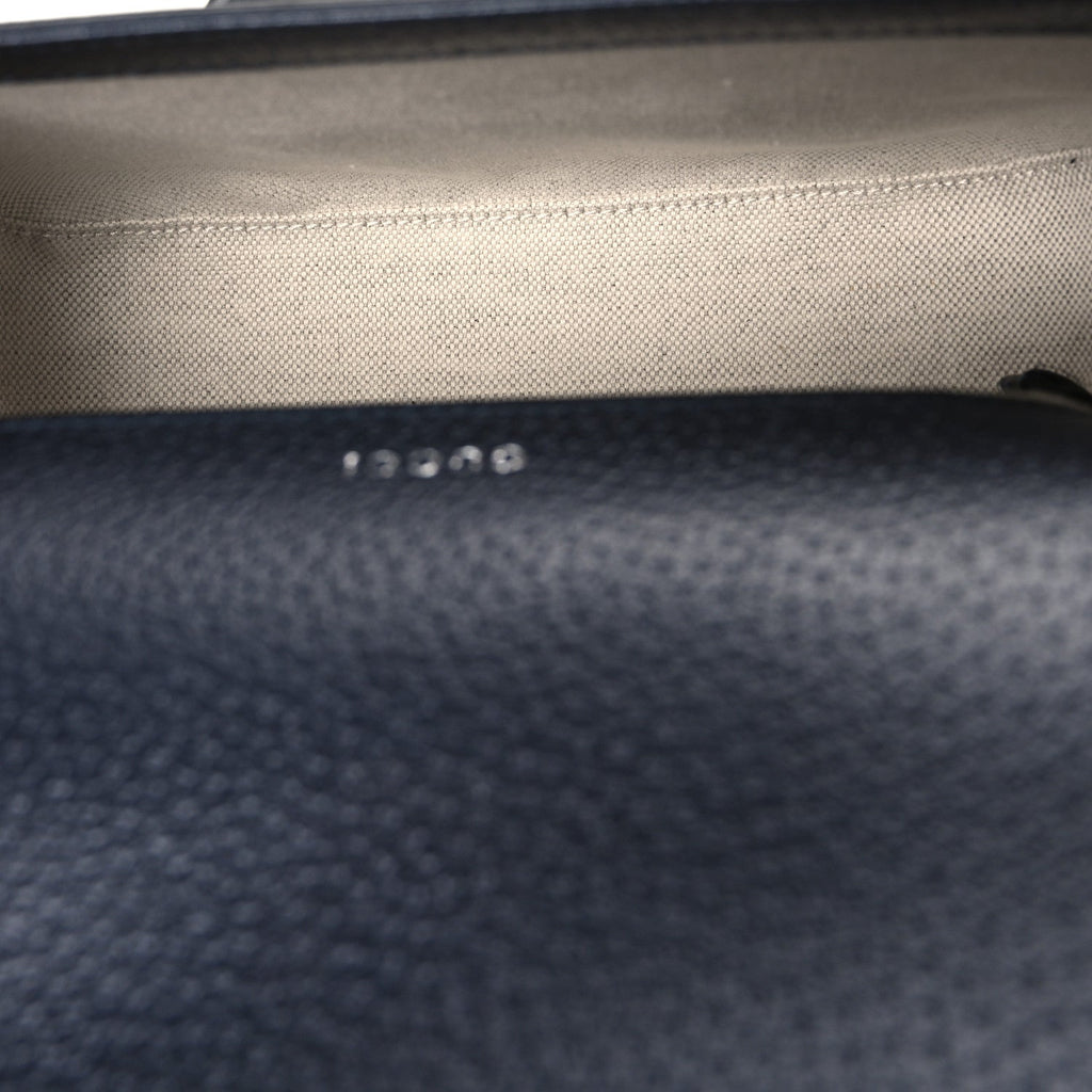 GG Supreme Monogram Textured Dollar Calfskin Web Mini Horsebit 1955 Shoulder Bag Beige Blue