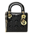 Patent Cannage Mini Lady Dior Black