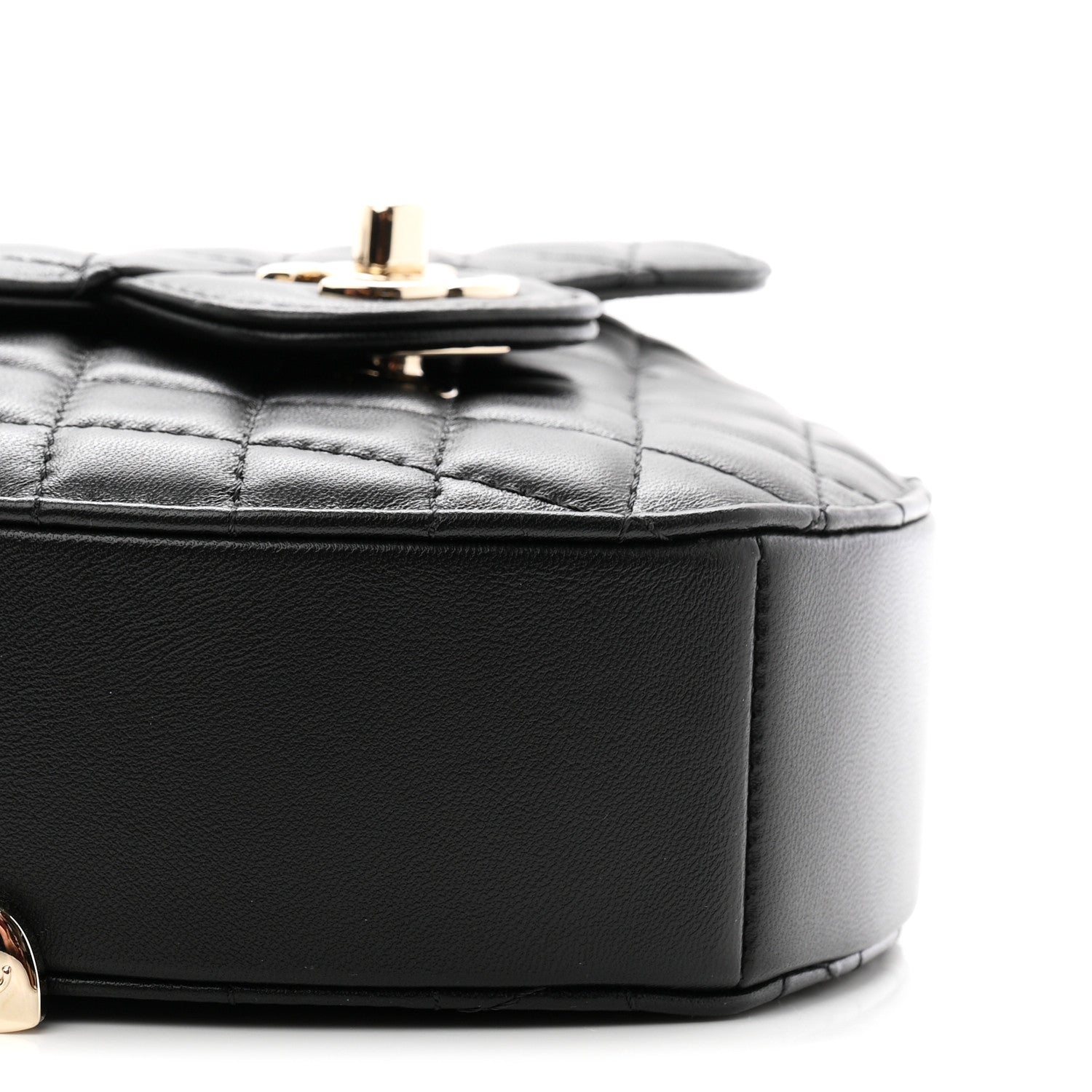 Lambskin Quilted Large CC In Love Heart Bag Black