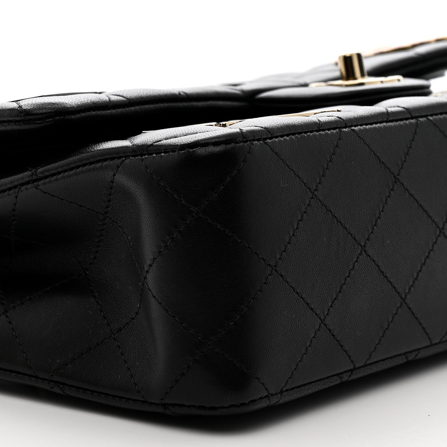Lambskin Quilted Medium Hollywood Charms Double Flap Black