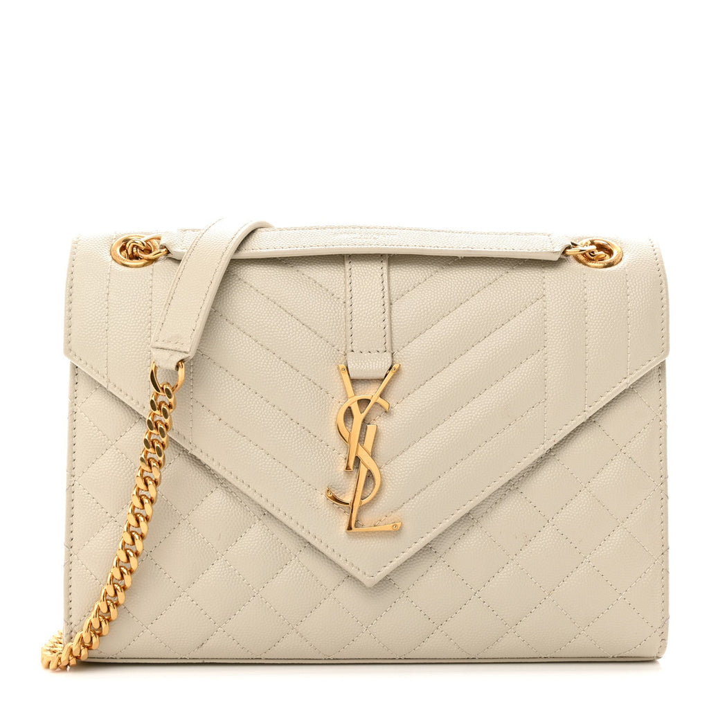 Grain De Poudre Textured Mixed Matelasse Medium Triquilt Monogram Satchel Crema Soft