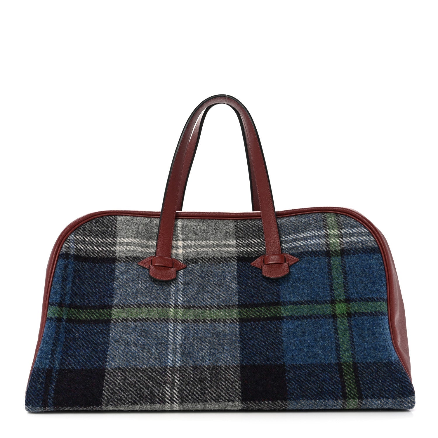 Evercolor Wool Tweed Tartan Galop d'Hermes Fourre Tout 50 Rouge H Bleu De Malte