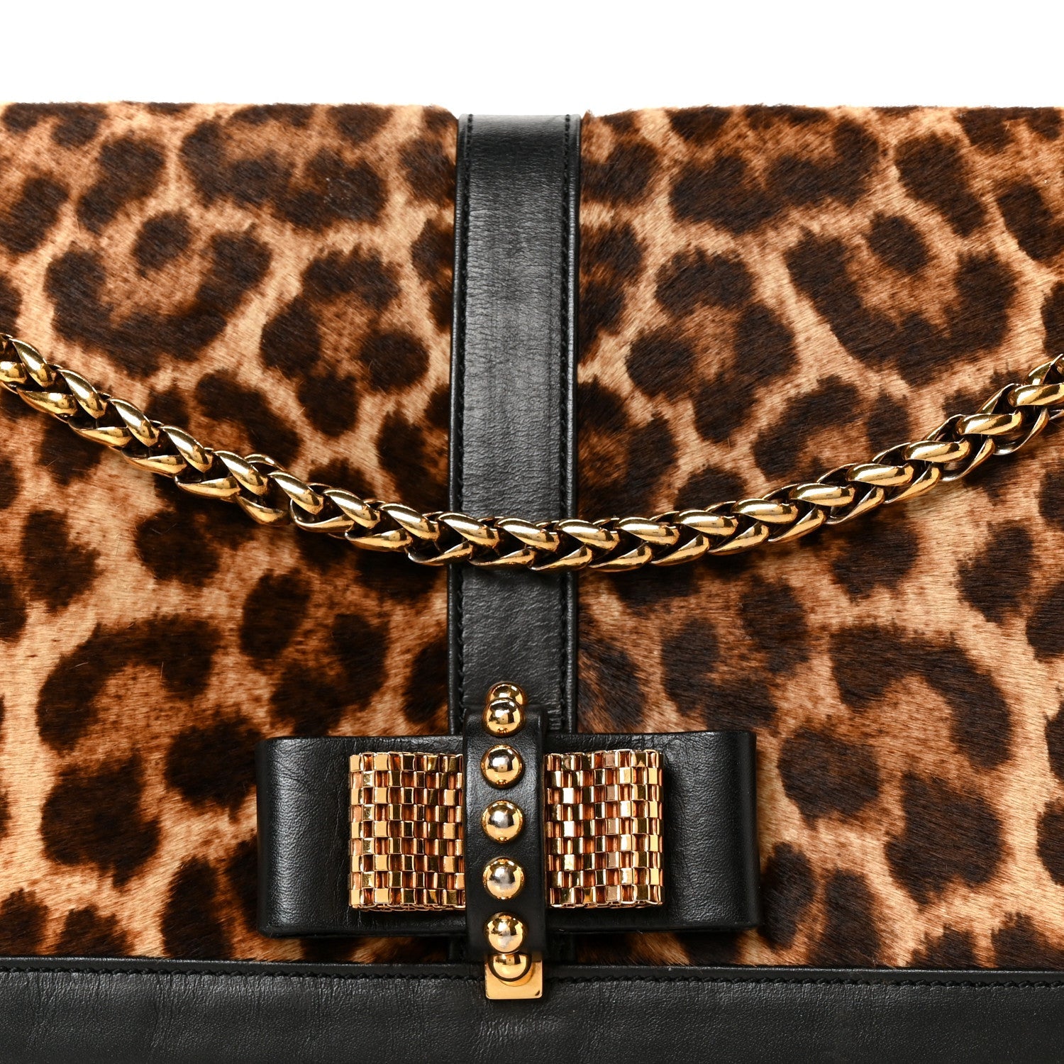 Pony Hair Leopard Print Sweet Charity Shoulder Bag Black