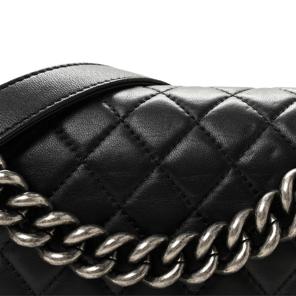 Lambskin Quilted Medium Boy Flap Black