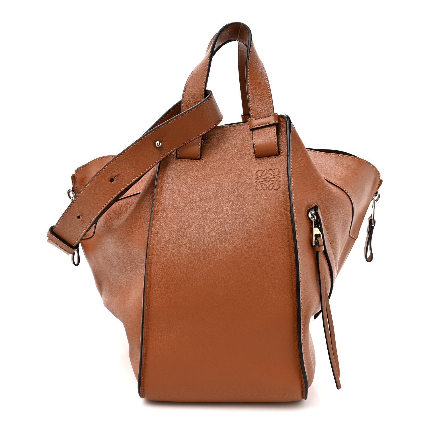 Grained Calfskin Medium Hammock Shoulder Bag Tan