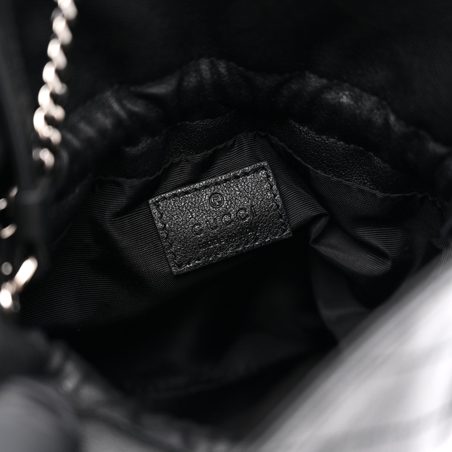 Sakai Be Green Calfskin Diagonal Stitched Mini Blondie Bucket Bag Black