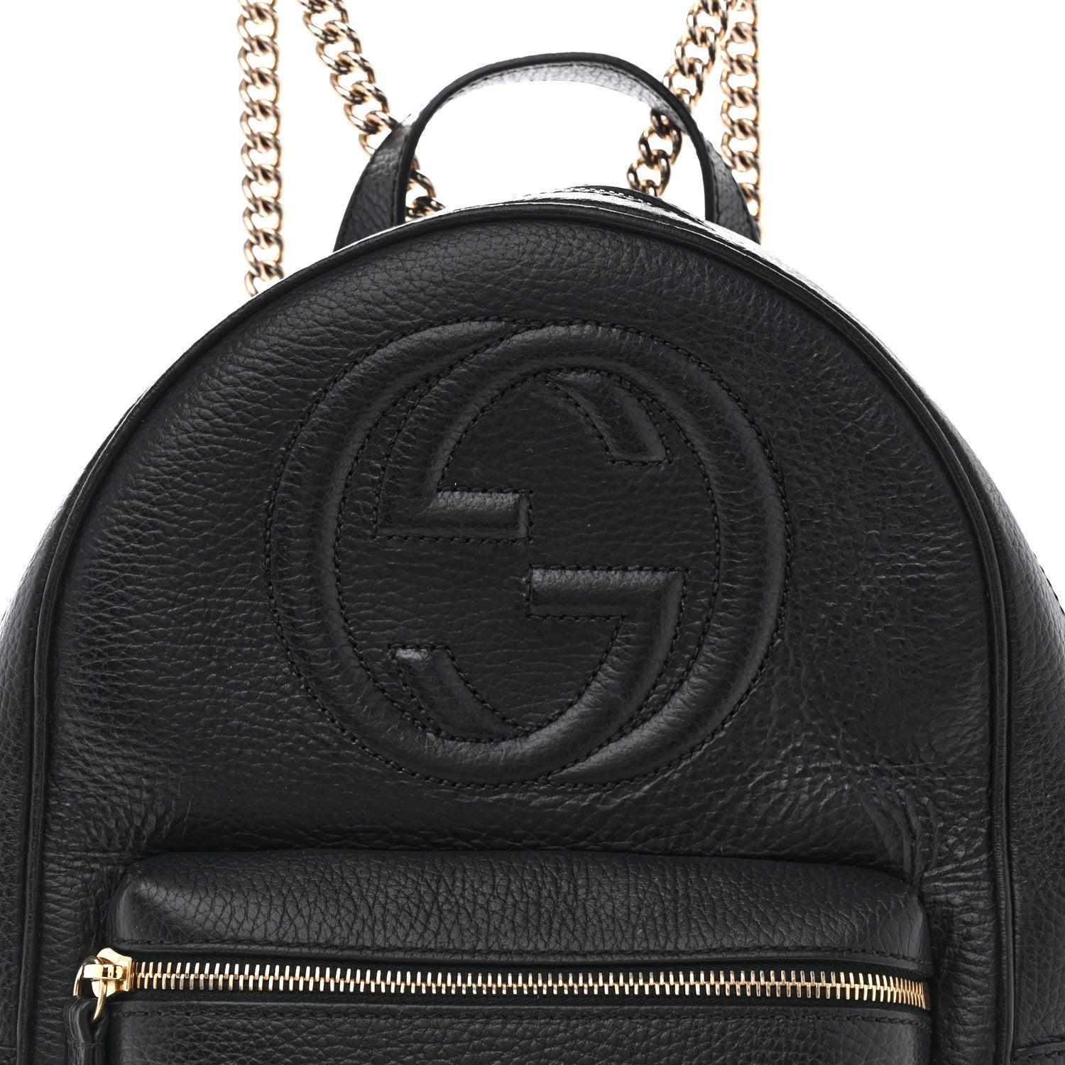 Pebbled Calfskin Soho Chain Backpack Black