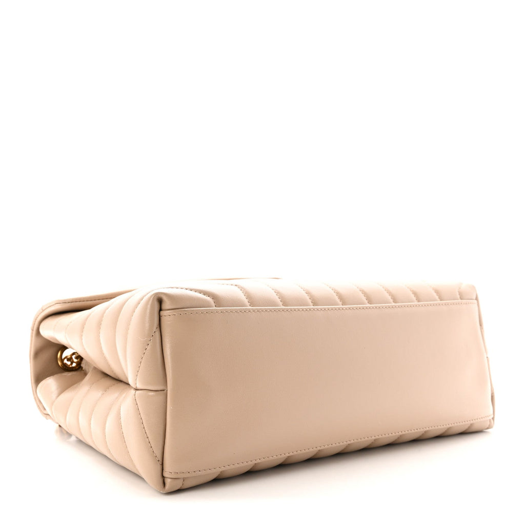Calfskin Y Quilted Monogram Medium Loulou Chain Satchel Dark Beige