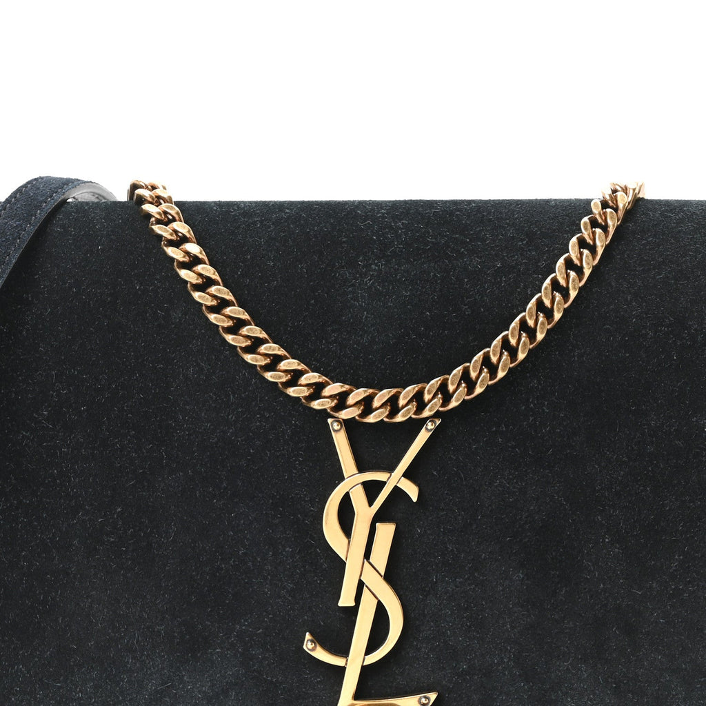 Suede Monogram Tassel Kate 99 Baguette Bag Black