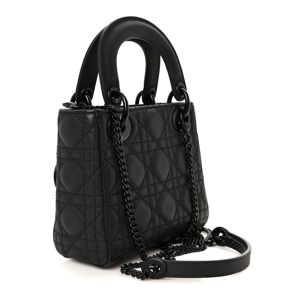 Ultra Matte Calfskin Cannage Mini Lady Dior Black