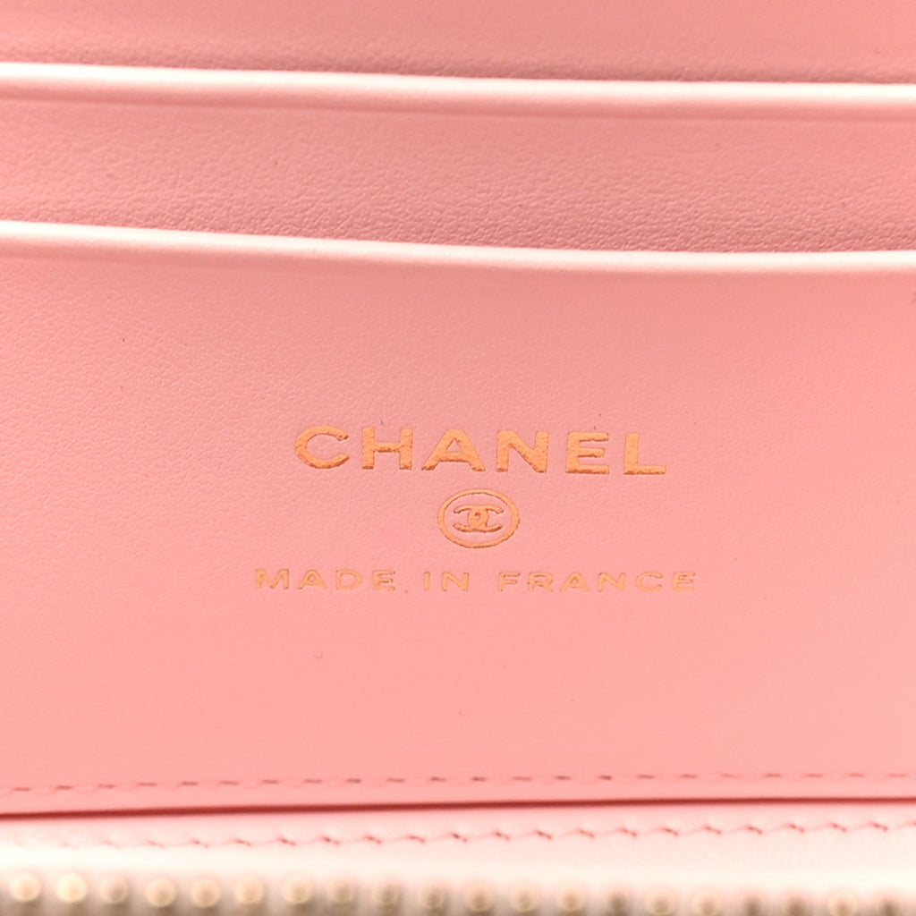 Caviar Quilted Top Handle Vanity With Chain Light Pink