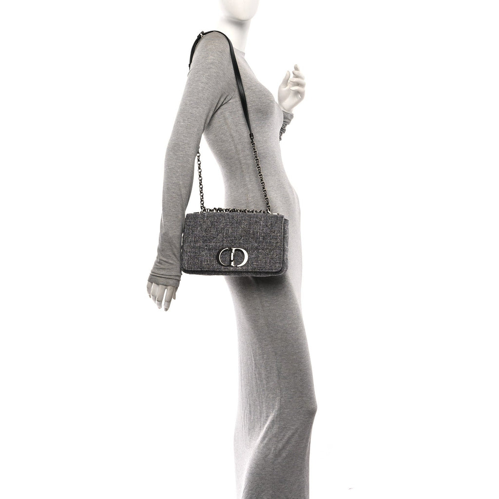 Tweed Macrocannage Medium Caro Bag Black