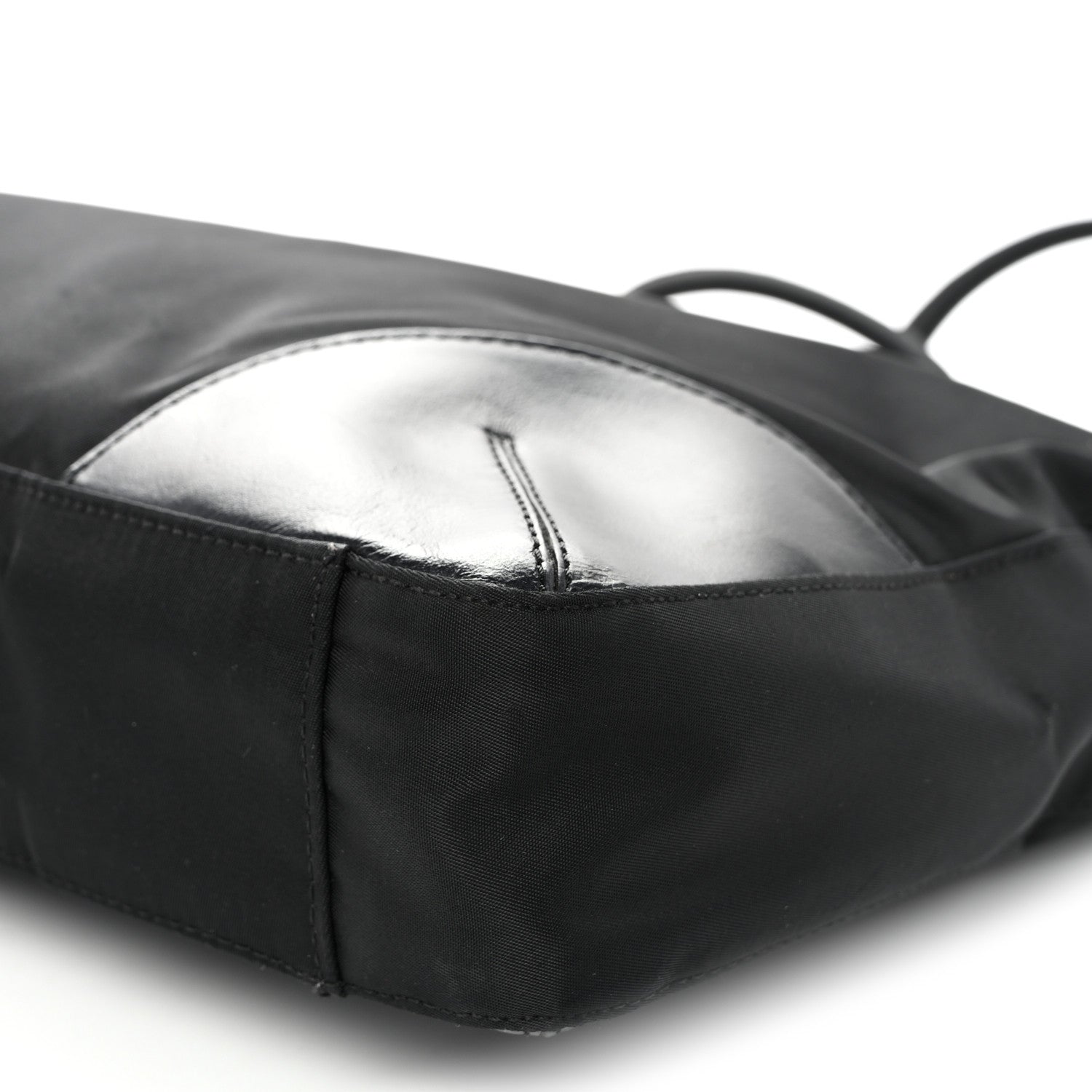 Tessuto Nylon Calfskin Shopping Tote Black