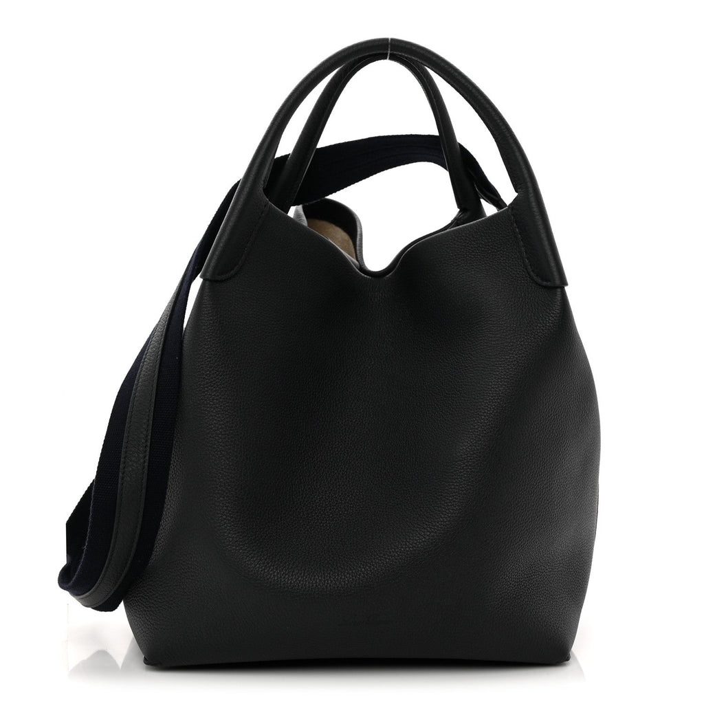 Grained Calfskin Large Bale Bag Navy Blue