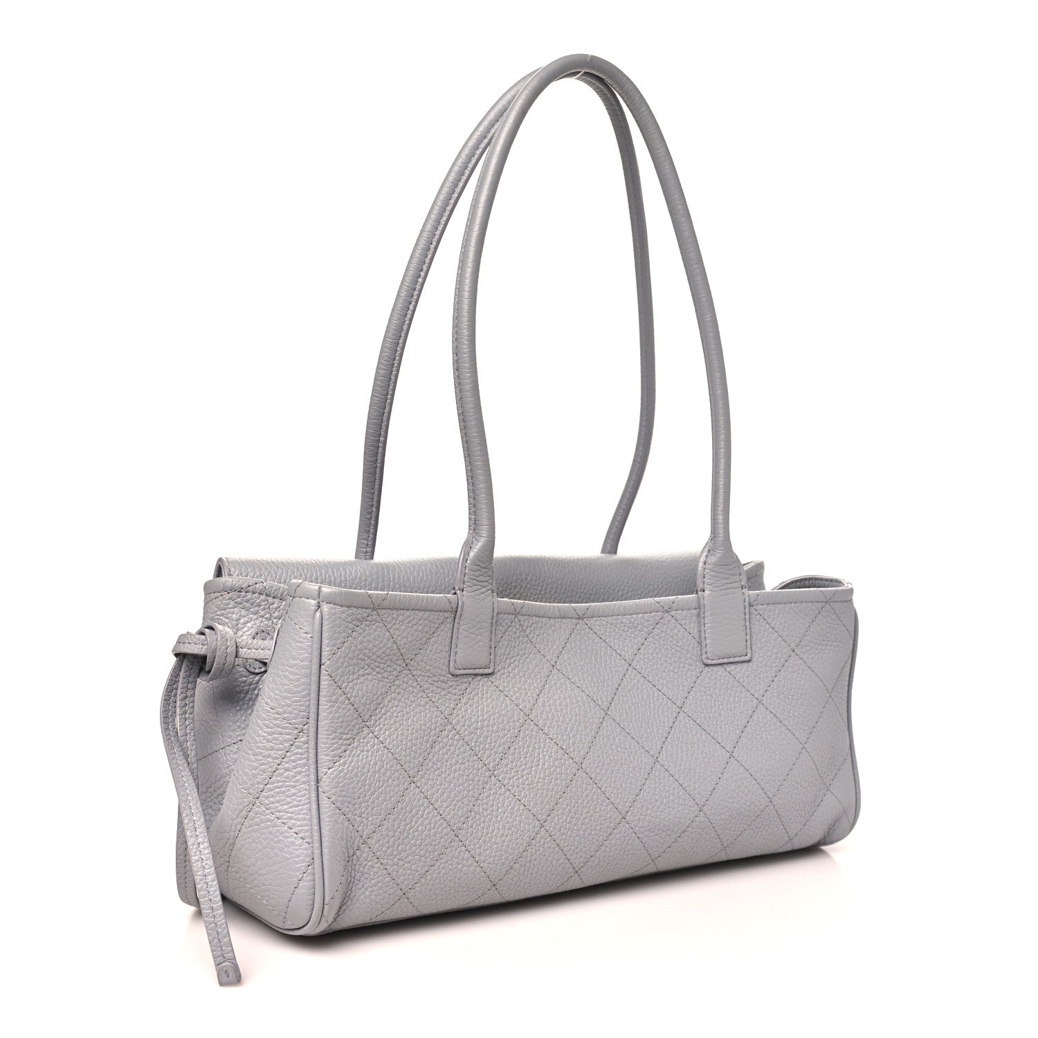 Grained Calfskin Stitched Urban Essentials Small Shopping Bag Grey