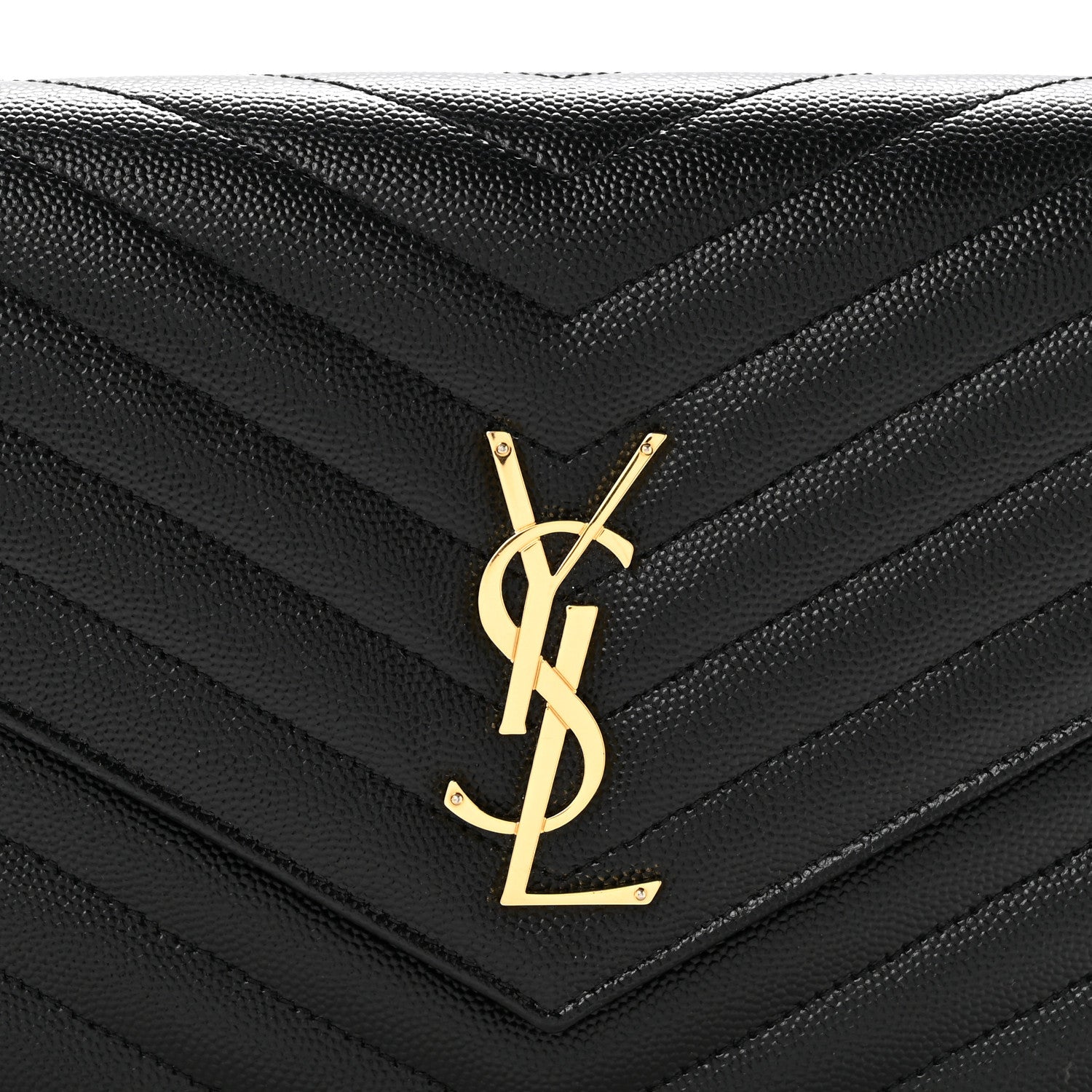 Grain De Poudre Matelasse Chevron Monogram Envelope Clutch Black