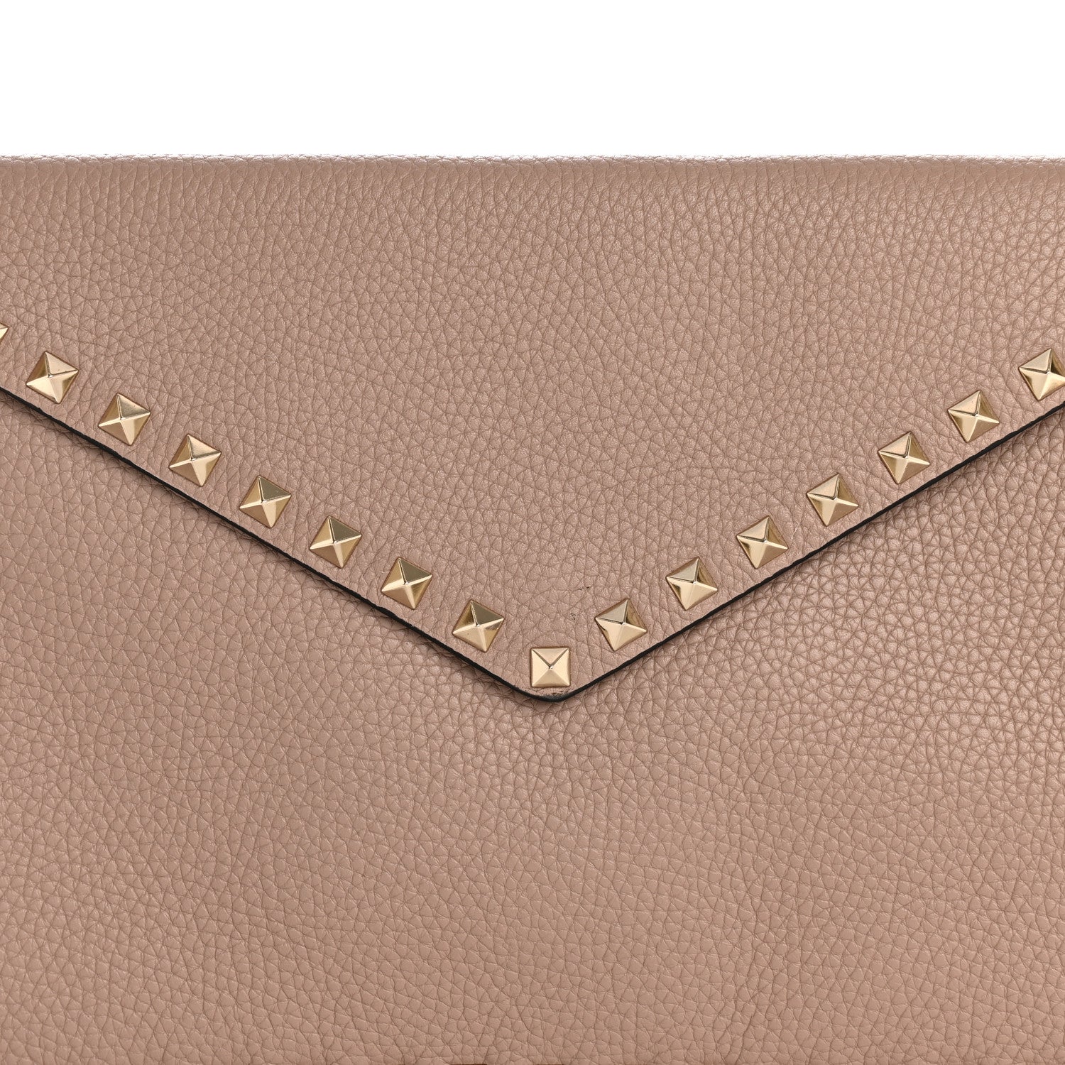 Vitello Medium Rockstud Envelope Flat Wristlet Pouch Poudre