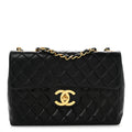 Lambskin Quilted XL Jumbo Single Flap Black