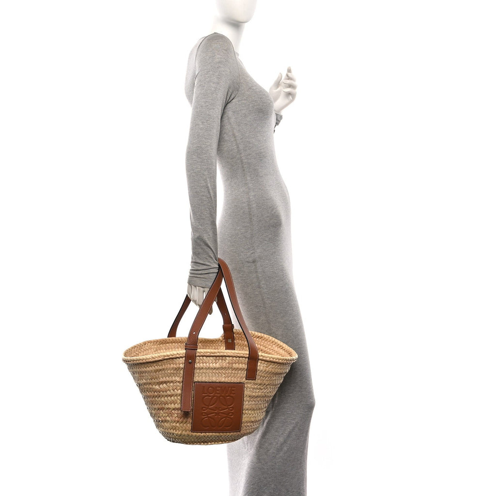 Raffia Small Basket Tote Bag Natural Tan