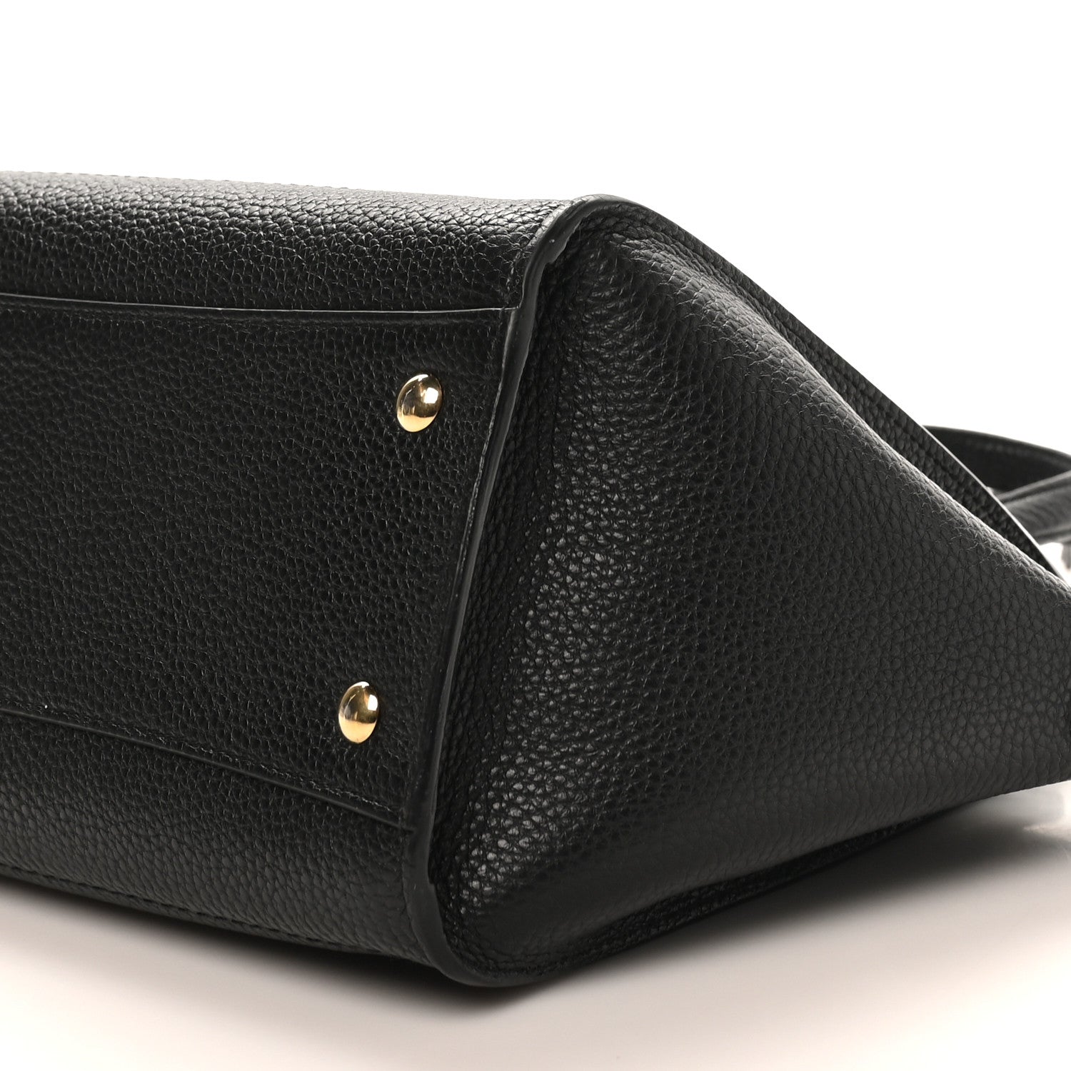Hammered Calfskin Double Handle Small Amy Tote Black