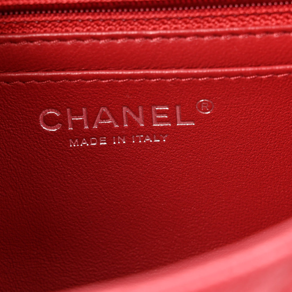 Caviar Quilted Mini Rectangular Flap Dark Red