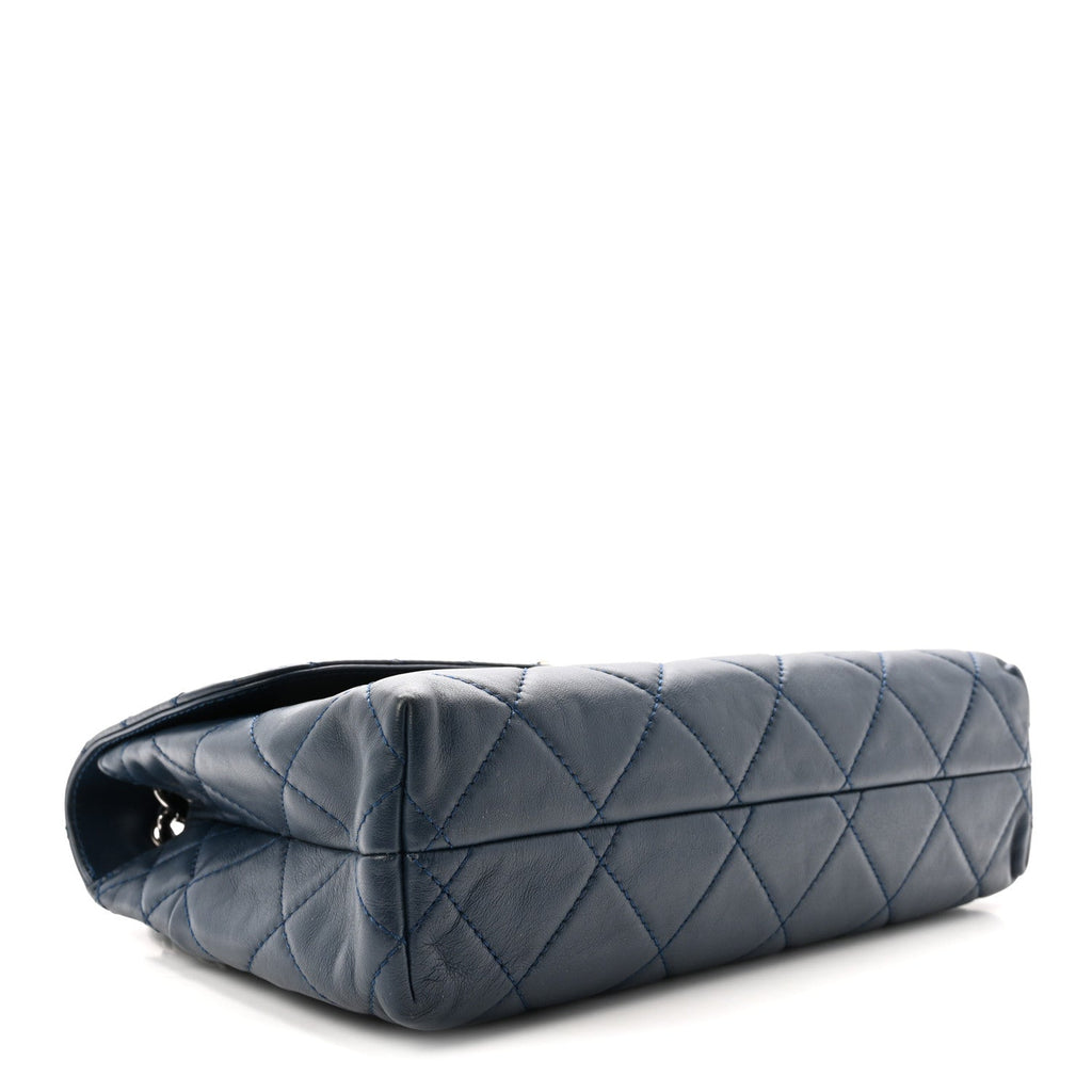 Calfskin Quilted In the Business Flap Dark Navy Blue