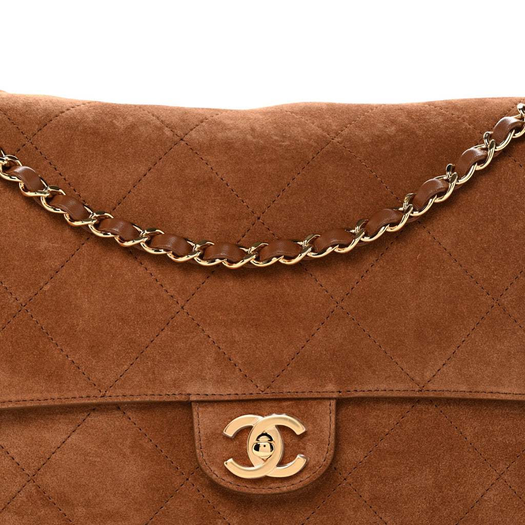 Suede Calfskin Souplissimo Maxi Flap Camel