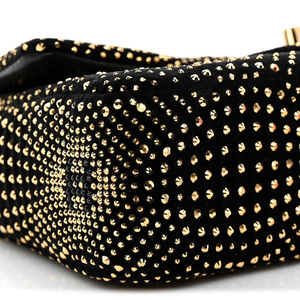 Velvet Strass Evening Flap Bag Black Gold
