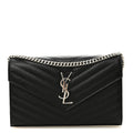 Grain De Poudre Matelasse Chevron Monogram Chain Wallet Black
