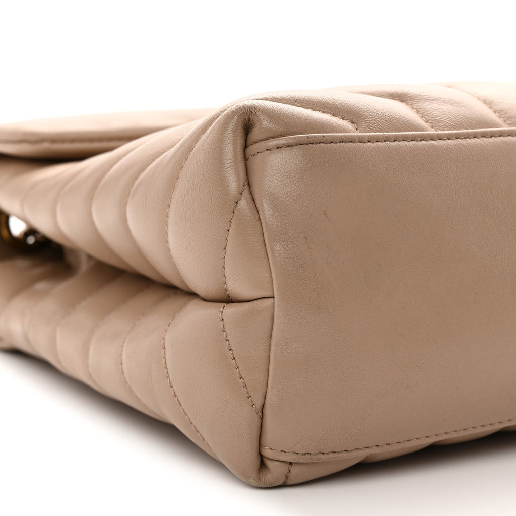 Calfskin Y Quilted Monogram Medium Loulou Chain Satchel Dark Beige