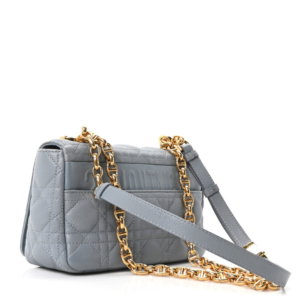 Calfskin Cannage Small Caro Bag Cloud Blue