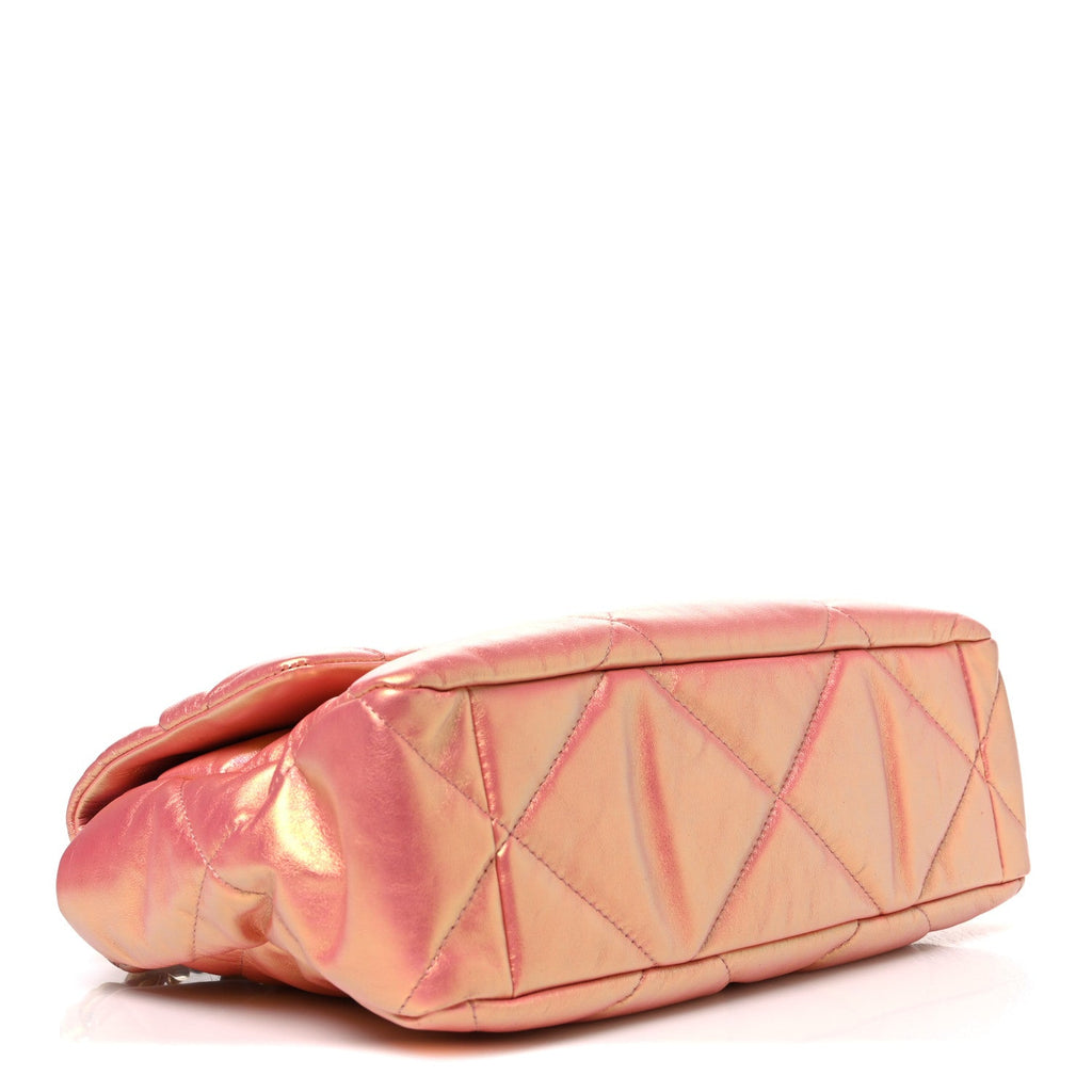 Iridescent Lambskin Quilted Large Chanel 19 Flap Pink