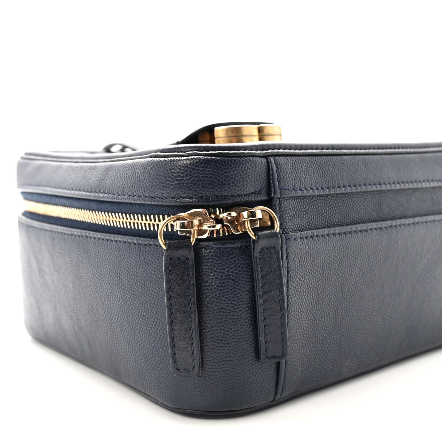 Caviar Quilted Large CC Filigree Vanity Case Navy