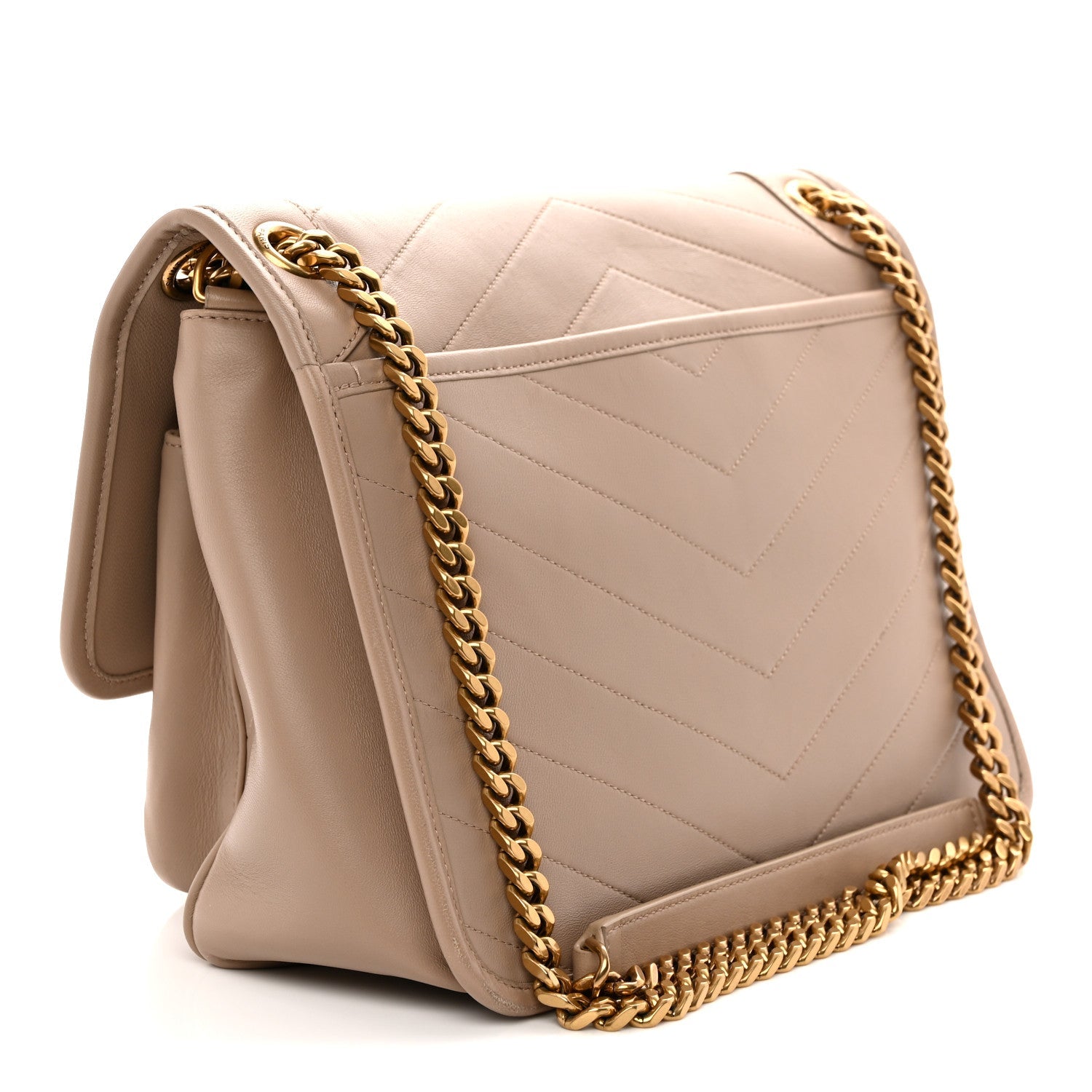 Lambskin Matelasse Monogram Medium Niki Chain Satchel Dark Beige